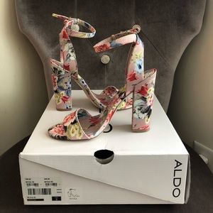 Aldo floral block Heeled Sandals (gently loved)